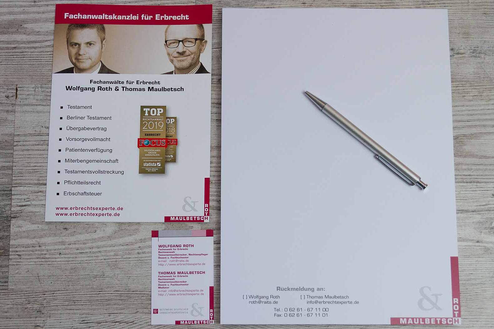 ausgearbeitetes Corporate Design für einen Rechtsanwalt