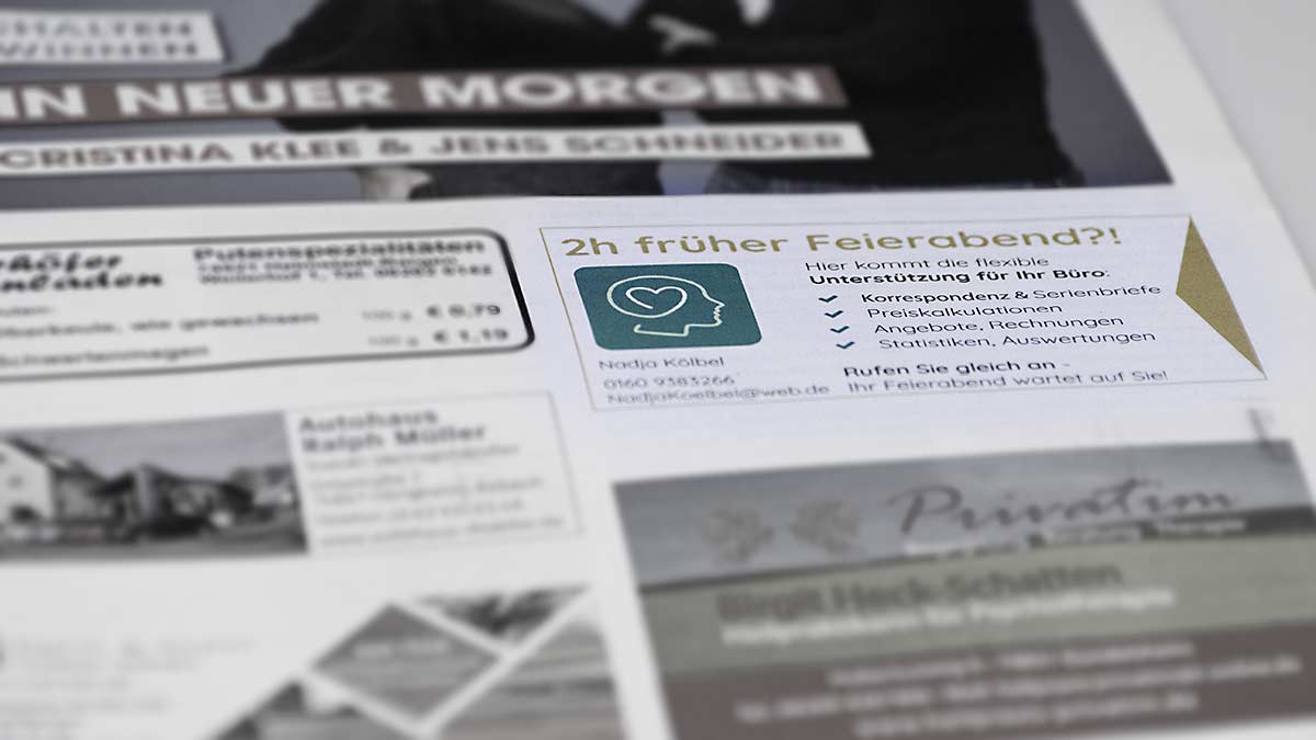 Erfolgreiche Werbeanzeige für Existenzgründer Erfolgreiche Werbeanzeigen in Anzeigenzeitung