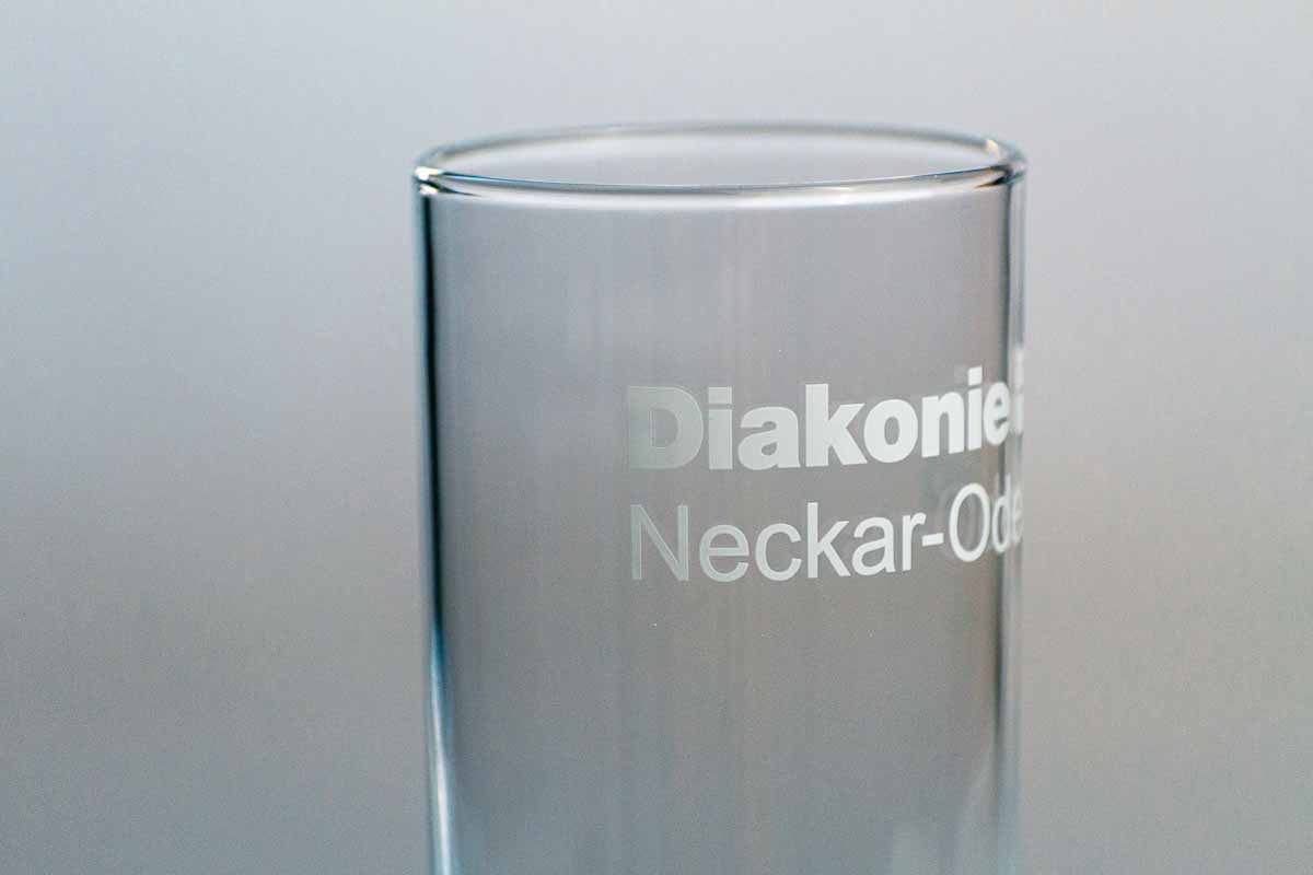 Detailansicht Logo auf Trinkglas